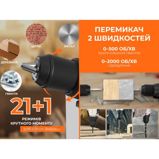 Аккумуляторный ударный шуруповерт Litheli бесщеточный, питание от павербанка (УМБ Litheli Power Bank 20000 mAh, 45 W, 2А в комплекте)