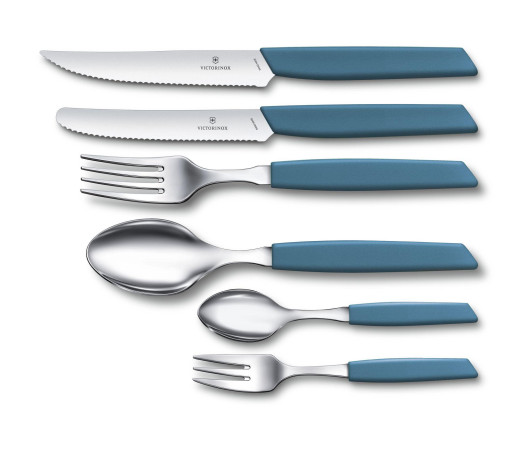 Кухонный нож Victorinox Swiss Modern, Tomato and Table Knife, Wavy Edge, 11 cm, васильковый