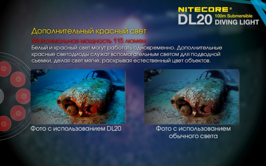 Фонарь подводный Nitecore DL20