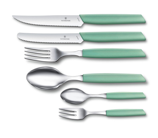 Кухонный нож Victorinox Swiss Modern, Tomato and Table Knife, Wavy Edge, 11 cm, мятный