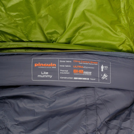 Спальный мешок Pinguin Lite Mummy (14/10°C), 185 см - Right Zip, Khaki (PNG 228243) 2020
