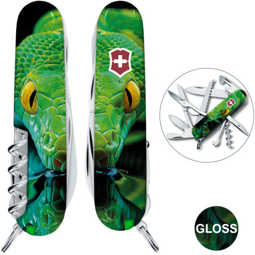 Складной нож Victorinox HUNTSMAN ZODIAC Зеленая деревянная змея 1.3713.3.Z4310pk