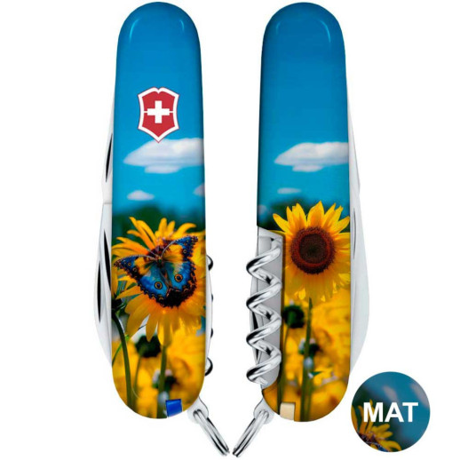 Складной нож Victorinox CAMPER UKRAINE Подсолнечники и бабочка