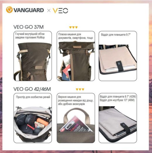 Рюкзак Vanguard VEO GO 46M Khaki-Green (VEO GO 46M KG)