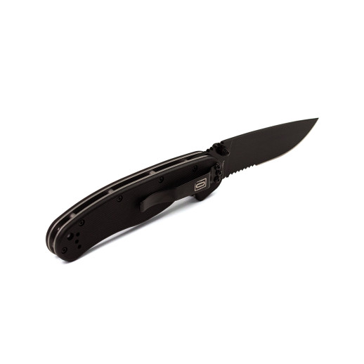 Нож Ontario RAT-1 Folder, черный, полусеррейтор