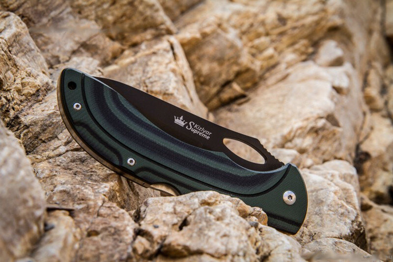 Нож Kizlyar Supreme Dream черный титан, сталь 440C, рукоять микарта 21081