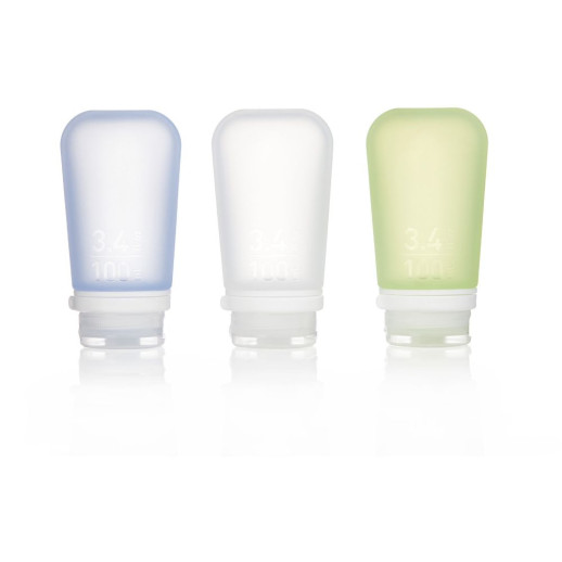 Набор силиконовых бутылочек Humangear GoToob + 3- Pack Large (прозрачный, зеленый, синий)