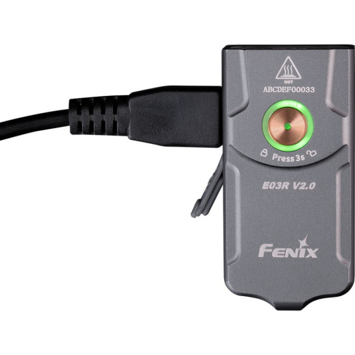 Фонарь наключный Fenix E03R V2.0, серый