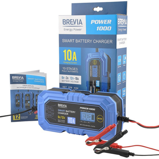 Зарядное устройство АКБ BREVIA POWER1000 10A, 6V/12V, 4-200Ah (21000EP)