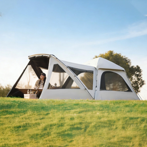 Палатка четырёхместная автоматическая с тамбуром Naturehike Ango CNK2650WS019, коричневая