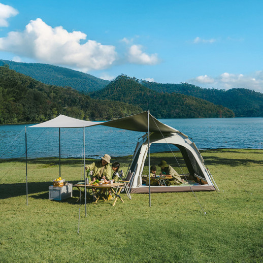 Палатка трехместная автоматическая с тентом Naturehike Ango CNK2550WS010, L, коричневая