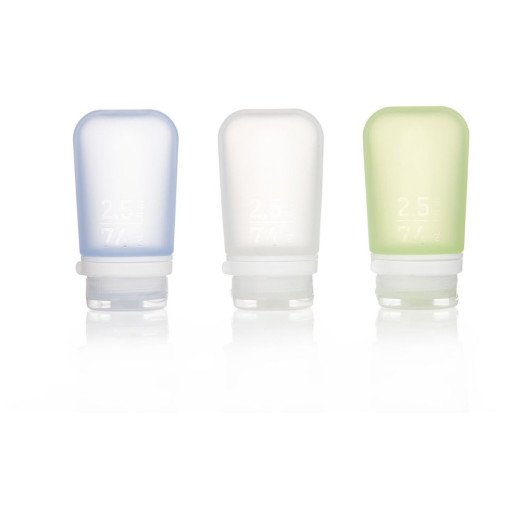 Набор силиконовых бутылочек Humangear GoToob + 3-Pack Medium (прозрачный, синий, зеленый)