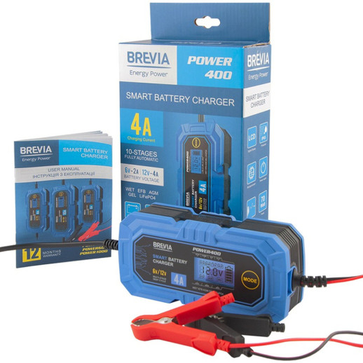 Зарядное устройство АКБ BREVIA POWER400 4A, 6V/12V, 4-120Ah (20400EP)