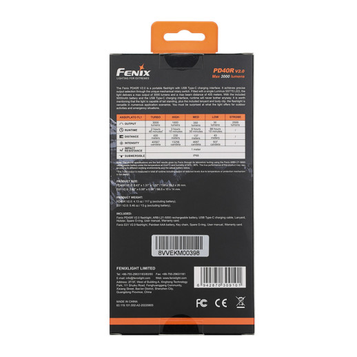 Фонарь ручной Fenix PD40R V2.0 + подарок Фонарь ручной Fenix E01 V2.0 (поврежденная упаковка)