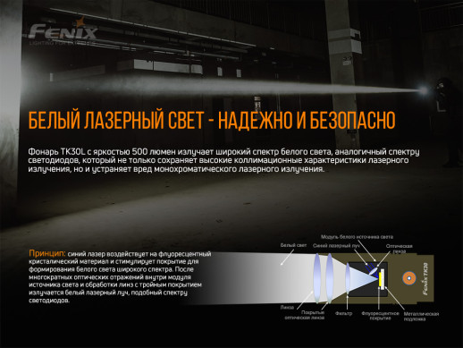 Тактический фонарь Fenix TK30 Джедай лазер, 1200 м,500 люмен