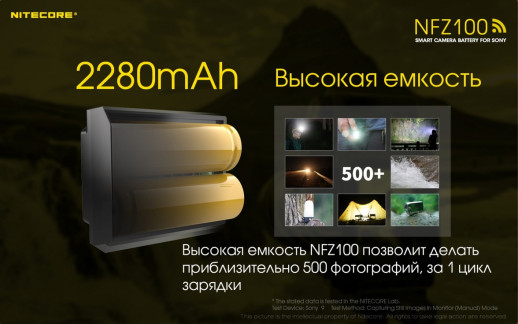 Аккумулятор Nitecore NFZ100 2280mAh с Wi-Fi для камер Sony A7(R) III, A9 (ILCE-9)