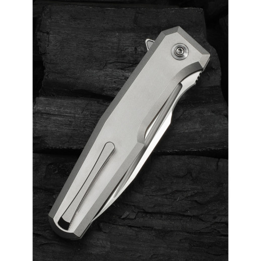 Нож складной туристический Weknife Dressytak (8.6 см) Bohler M390 / Titanium серый