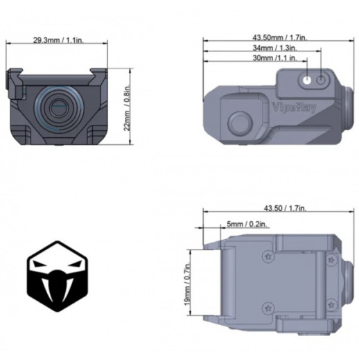 Лазерный целеуказатель Vector Optics Viperay Scrapper пистолетный зеленый лазер FDE
