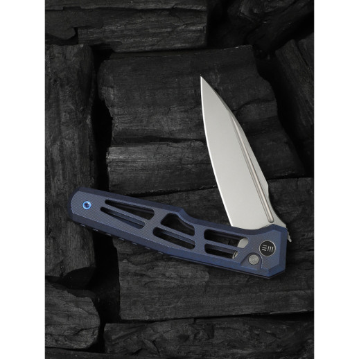 Нож складной туристический Weknife Dressytak (8.6 см) Bohler M390 / Titanium синий