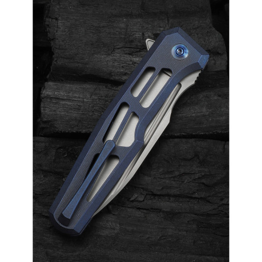 Нож складной туристический Weknife Dressytak (8.6 см) Bohler M390 / Titanium синий