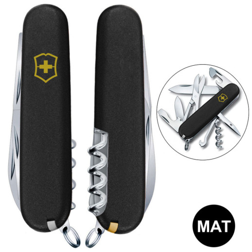 Складной нож Victorinox CLIMBER MAT черный матовый лак с желтым лого