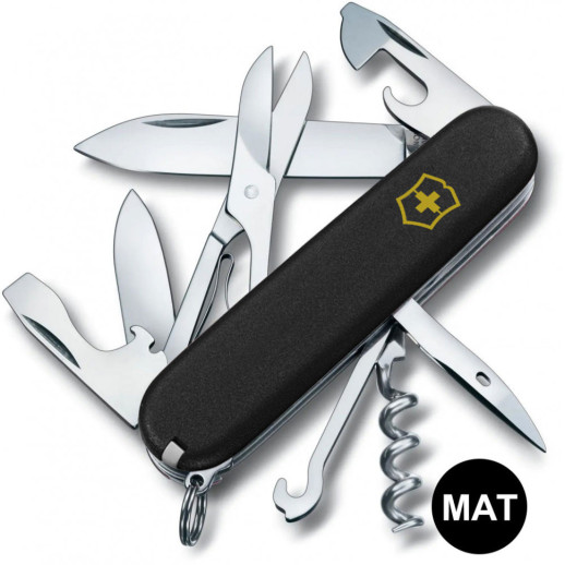 Складной нож Victorinox CLIMBER MAT черный матовый лак с желтым лого