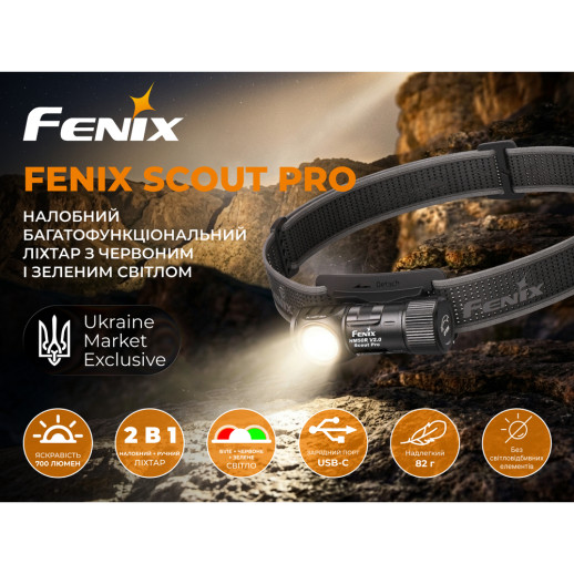 Фонарь налобный тактический с зеленым светом Fenix Scout Pro (HM50R V2.0) Лимитированная серия