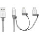 Кабель Verbatim 3в1 USB - USB-C + Lightning + MicroUSB 1 м Silver