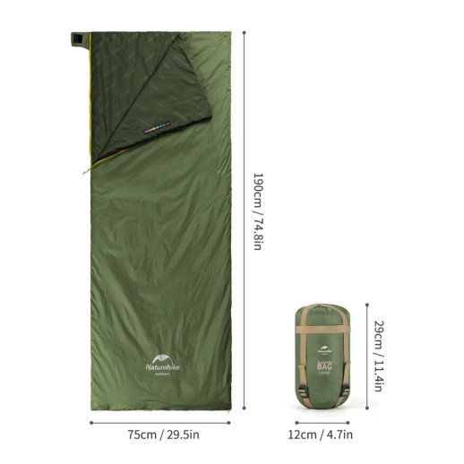 Спальный мешок Naturehike LW180 Mini NH21MSD04, левый, темно-зеленый