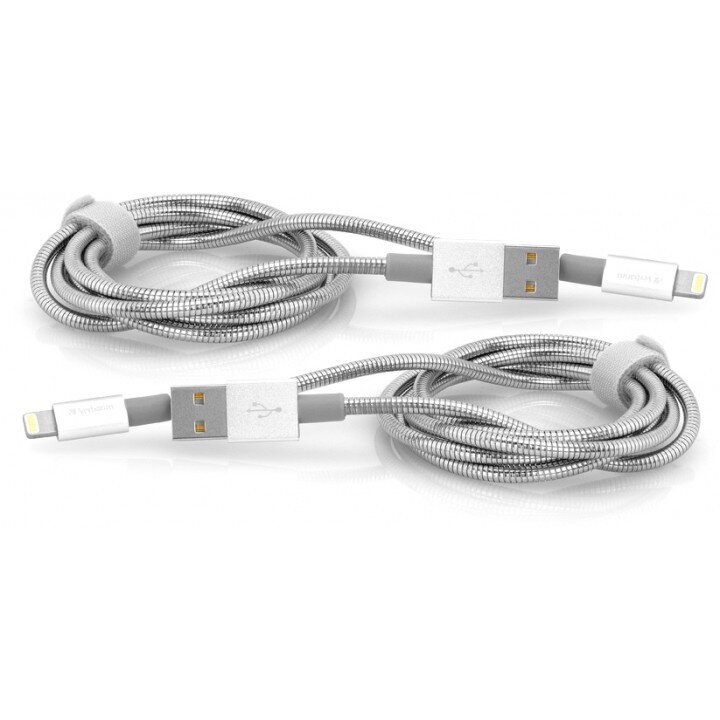 Кабель Verbatim USB-Lightning 1 м + 1 м 2 шт срібло