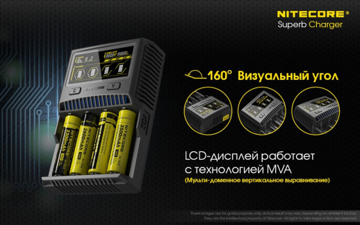 Зарядное устройство Nitecore SC4 с LED дисплеем (0.5A, 1A, 2A, 3A)