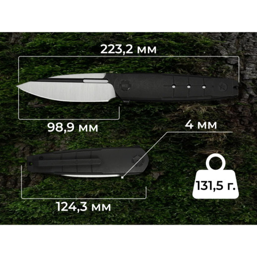 Нож складной туристический Weknife Hull (9.9 см) Bohler M390 / Titanium черный
