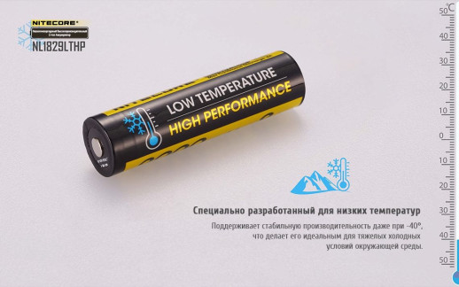 Аккумулятор литиевый Li-Ion 18650 Nitecore NL1829LTHP 3.6V 8А, 2900mAh, -40°C, защищенный