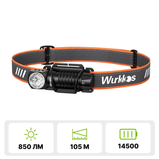 Фонарь налобный Wurkkos HD12 Rechargeable USB-C с красным светом