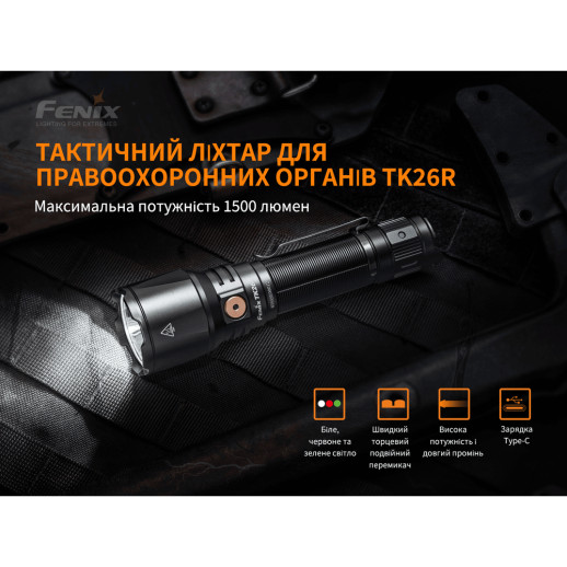 Тактический фонарь Fenix TK26R, 1500 люмен