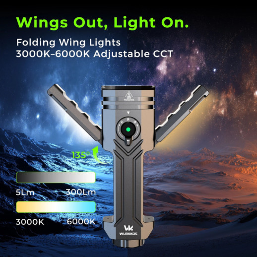 Фонарь Wurkkos HD02 3200lm, 365 nm UV light+520 nm green beam+Side light mode Stepless Dimming, 1×21700 5000mah battery