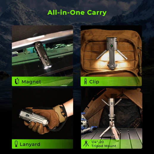 Фонарь Wurkkos HD02 3200lm, 365 nm UV light+520 nm green beam+Side light mode Stepless Dimming, 1×21700 5000mah battery