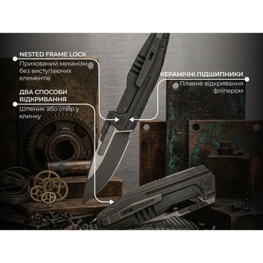 Нож складной туристический Weknife Reveille (9.7 см) Bohler M390 / Titanium оливково-серый
