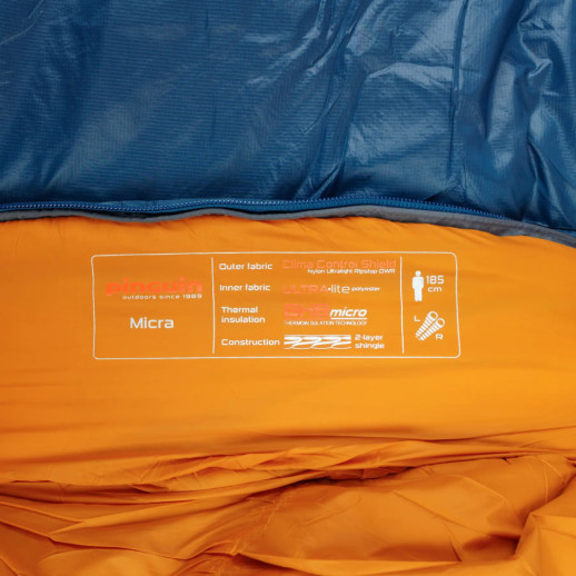 Спальный мешок Pinguin Micra (6/1°C), 195 см - Left Zip, Blue (PNG 230352) 2020