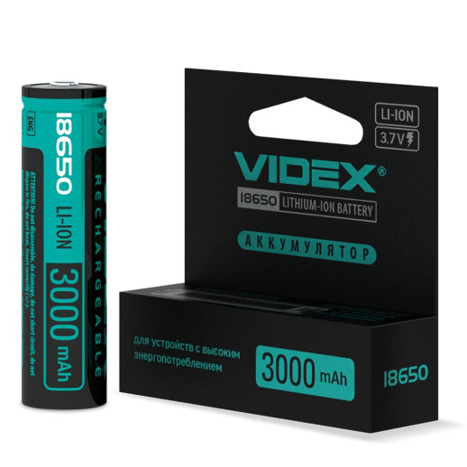 Аккумулятор Videx Li-Ion 18650-P (ЗАЩИТА) 3000mAh color box/1pc 20/160 (поврежденная упаковка)