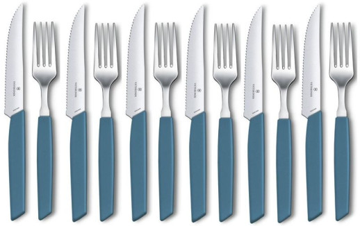 Набор посуды Victorinox Swiss Modern из 12 предметов Swiss Modern, Table Set Steak Knife, 12 Pieces, васильковый