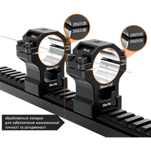 Кольца Discovery 6061 For Picatinny 30mm 1.45in DGPR2-30-1.45-61 (M240605)