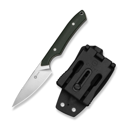 Нож фиксированный карманный Civivi High Grass Field Knife (7,4 см) 14C28N / Micarta зеленый с чехлом
