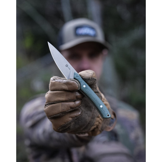 Нож фиксированный карманный Civivi High Grass Field Knife (7,4 см) 14C28N / Micarta зеленый с чехлом