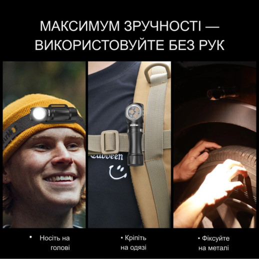 Фонарь налобный Wurkkos HD10 USB-C Rechargeable с магнитной крышкой, черный