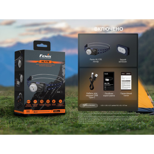 Фонарь налобный Fenix HL17R, черный