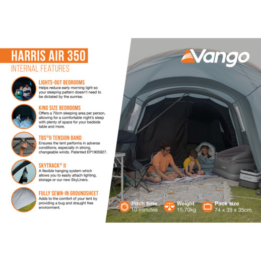 Палатка трехместная Vango Harris Air 350 Mineral Green  (TETHARRAI000001) (930838)
