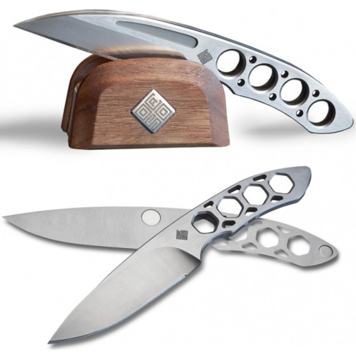 Набор двух ножей Ocaso Duo Desk Knife Wharncliffe с подставкой из древесины ореха
