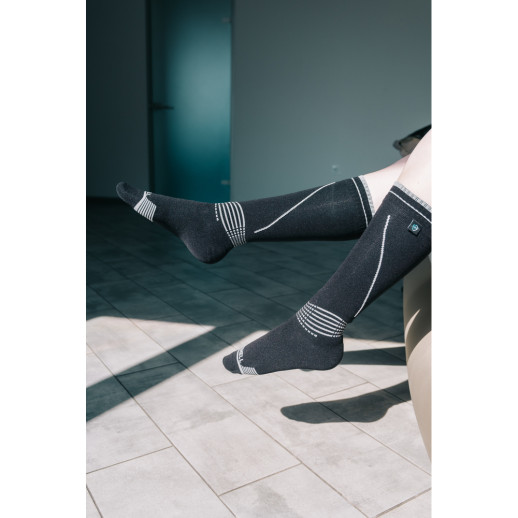 Водонепроницаемые носки Dexshell Longlite Socks 2.0, серые полоски, размер XL (47-49)