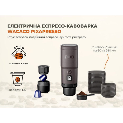 Портативная электрическая эспрессо кофеварка Wacaco Pixapresso, темный бургунд
